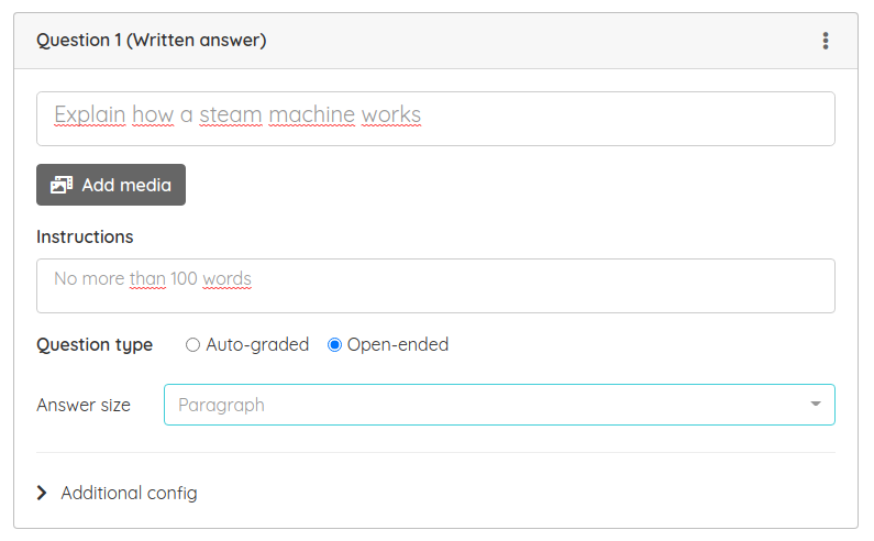 Written answer question type