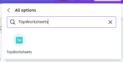 TopWorksheets' Canva app