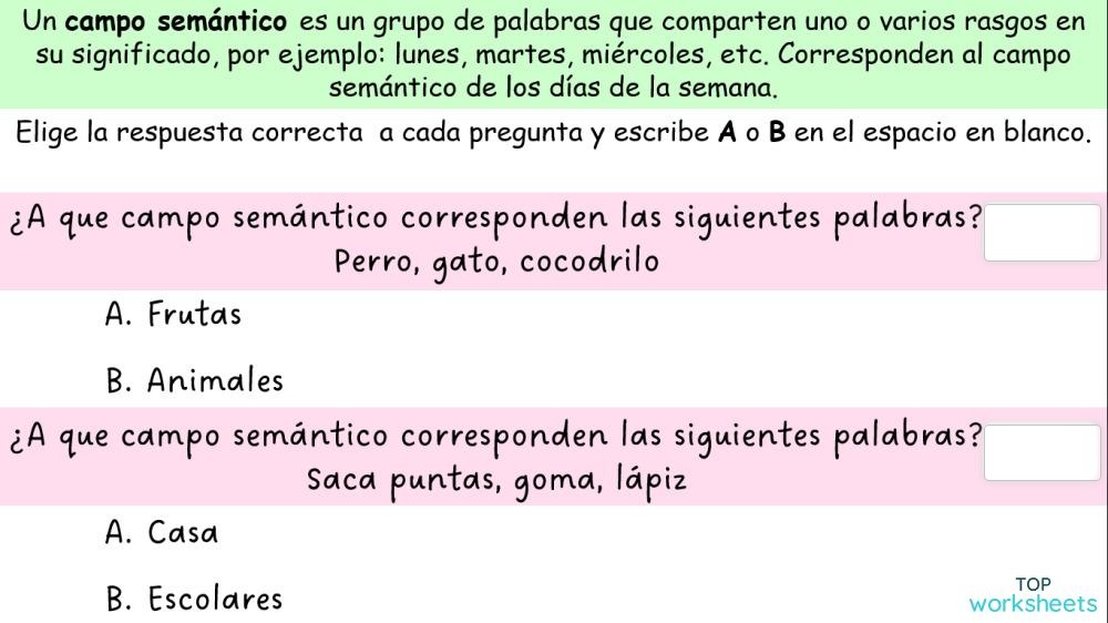 Palabras de la misma familia, ficha para imprimir | TopWorksheets