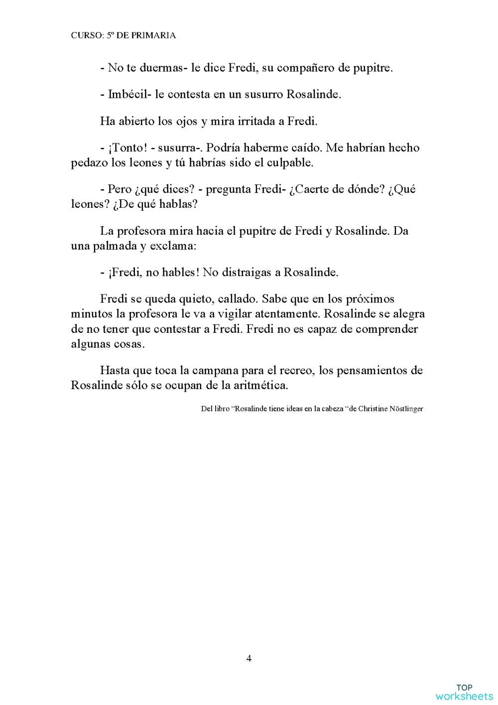 Rosalinde Tiene Ideas En La Cabeza Printable Worksheet TopWorksheets Rosalinde Tiene Ideas En La Cabeza Printable Worksheet TopWorksheets