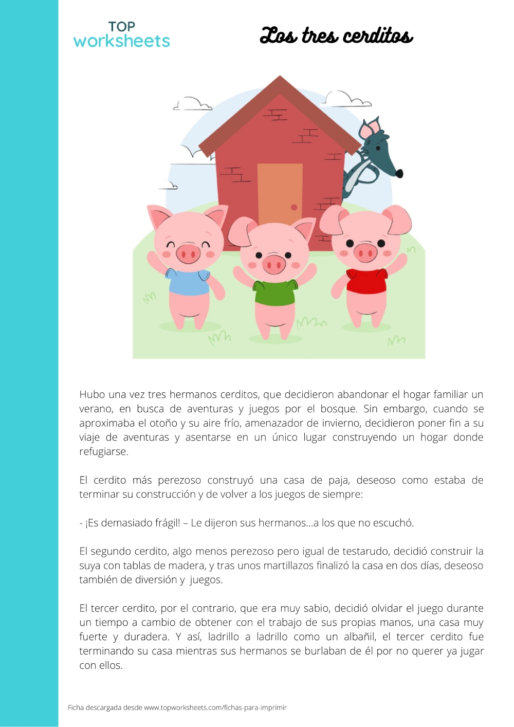 Los Tres Cerditos Printable Worksheet TopWorksheets