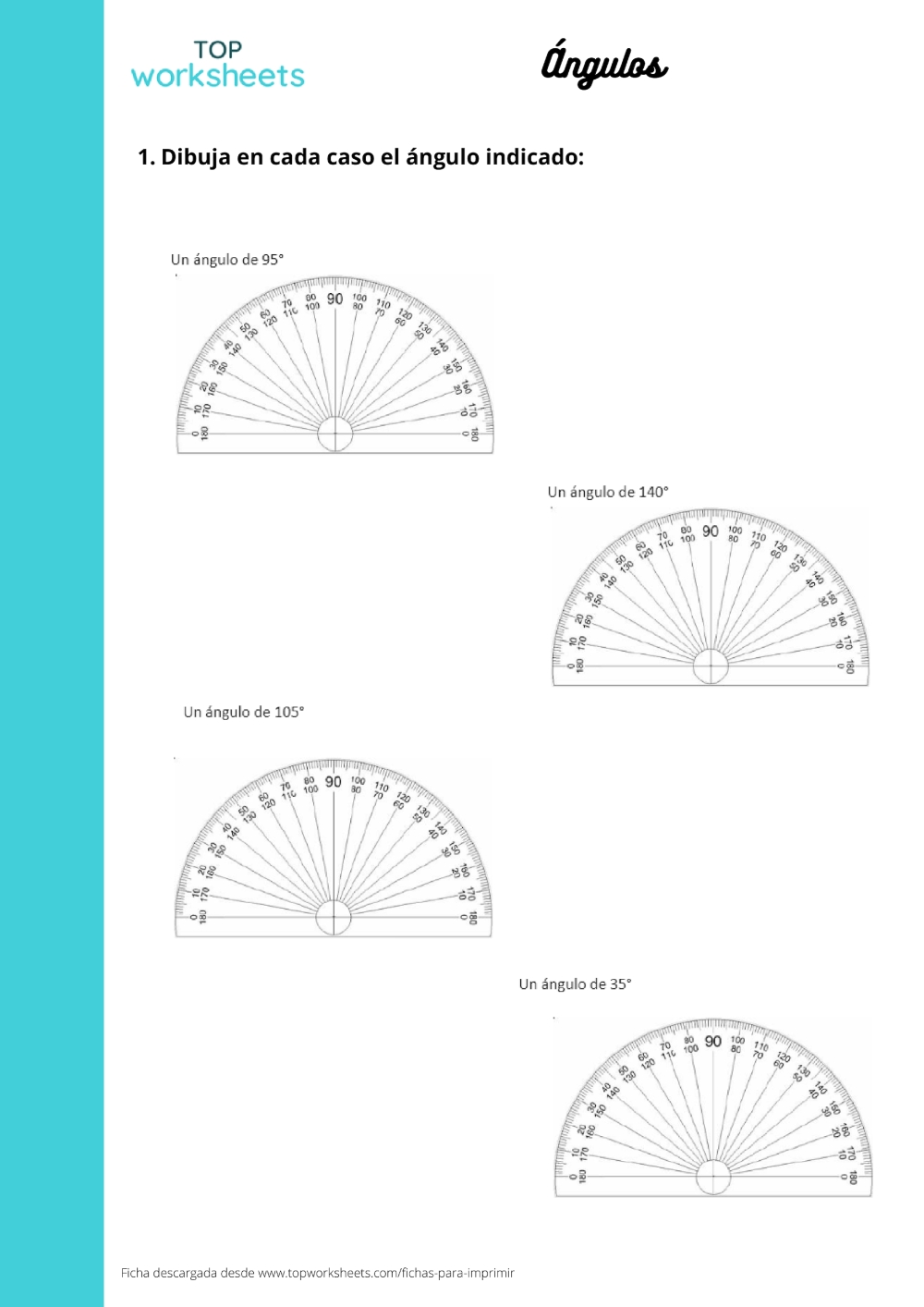 Ficha para imprimir: Dibuja los ángulos Página 1 | TopWorksheets